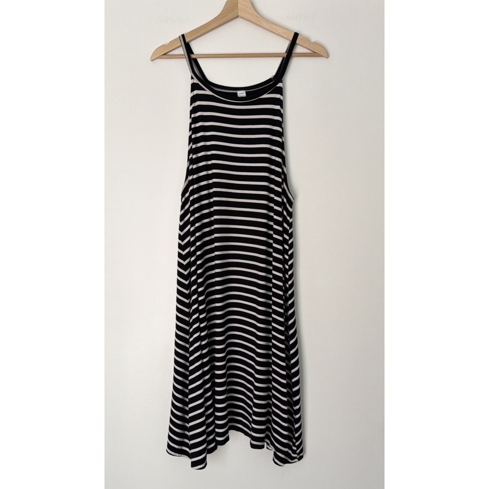 Old Navy Black & White Striped Tank Long-Sleeve Style Dress